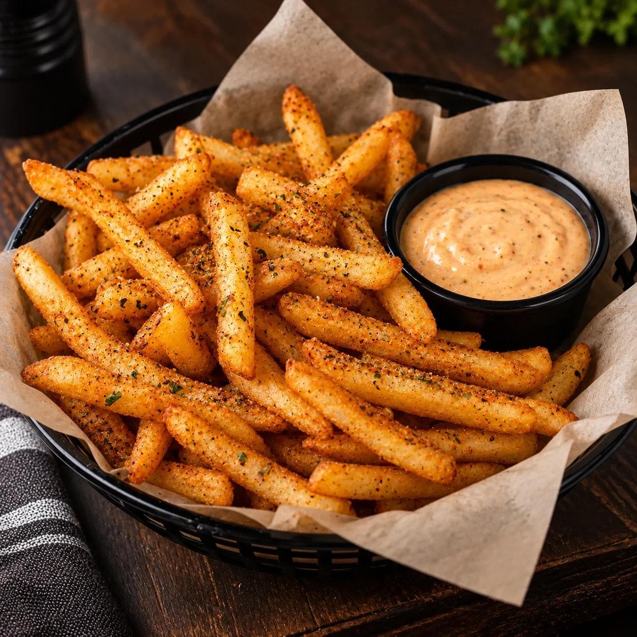 Crispy golden fries tossed in our house seasoning and served with a side of Pizza 360’s house special sauce.